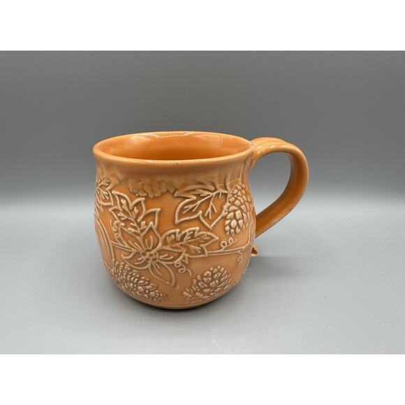 Bordallo Pinheiro Inspired Style Pumpkin Embossed Mug Fall Harvest Season - Picture 3 of 10